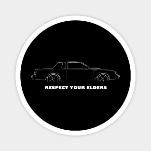 front/profile - 1987 Buick GNX Grand National - stencil, white (respect) Magnet